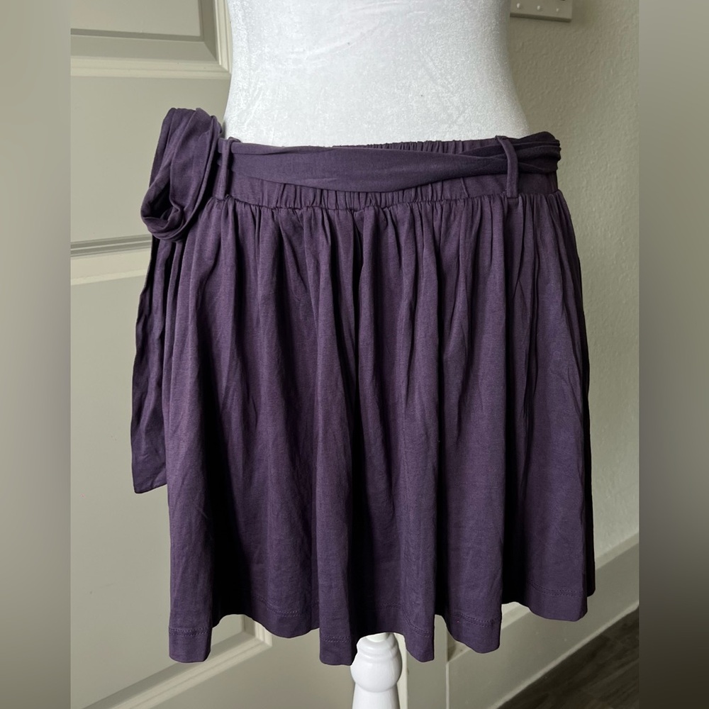 Theory Purple Skater Mini Skirt with Tie Front
